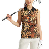 Hibiscus Mix African Pattern Women Sleeveless Polo Shirt - Wonder Print Shop