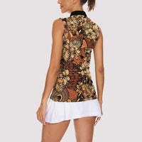 Hibiscus Mix African Pattern Women Sleeveless Polo Shirt - Wonder Print Shop
