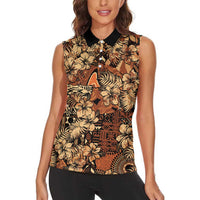 Hibiscus Mix African Pattern Women Sleeveless Polo Shirt - Wonder Print Shop