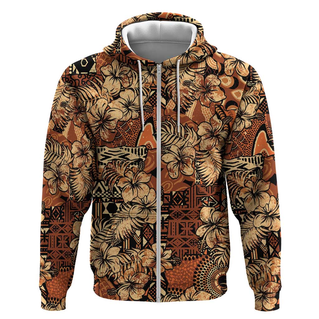 Hibiscus Mix African Pattern Zip Hoodie - Wonder Print Shop