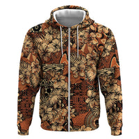 Hibiscus Mix African Pattern Zip Hoodie - Wonder Print Shop