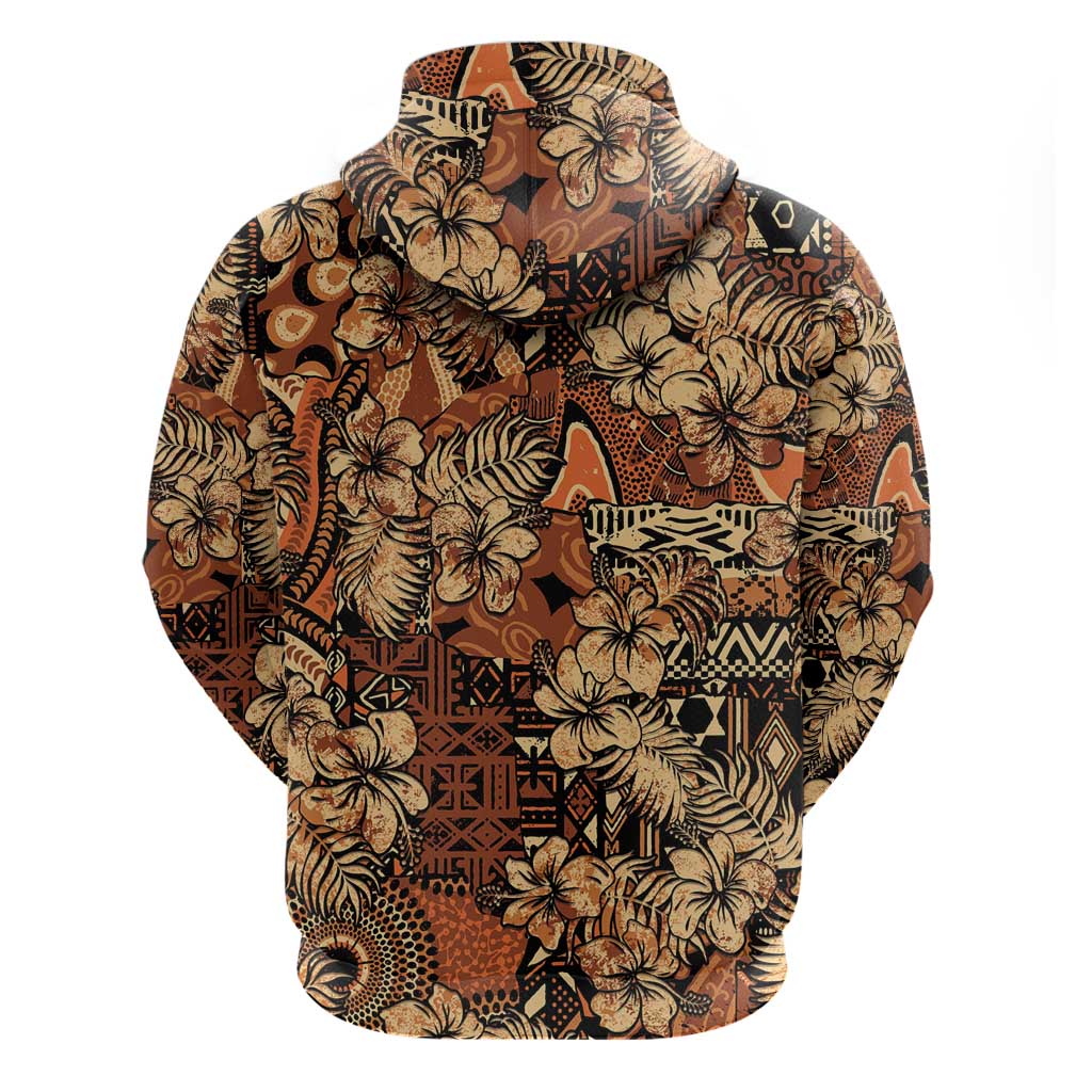 Hibiscus Mix African Pattern Zip Hoodie - Wonder Print Shop