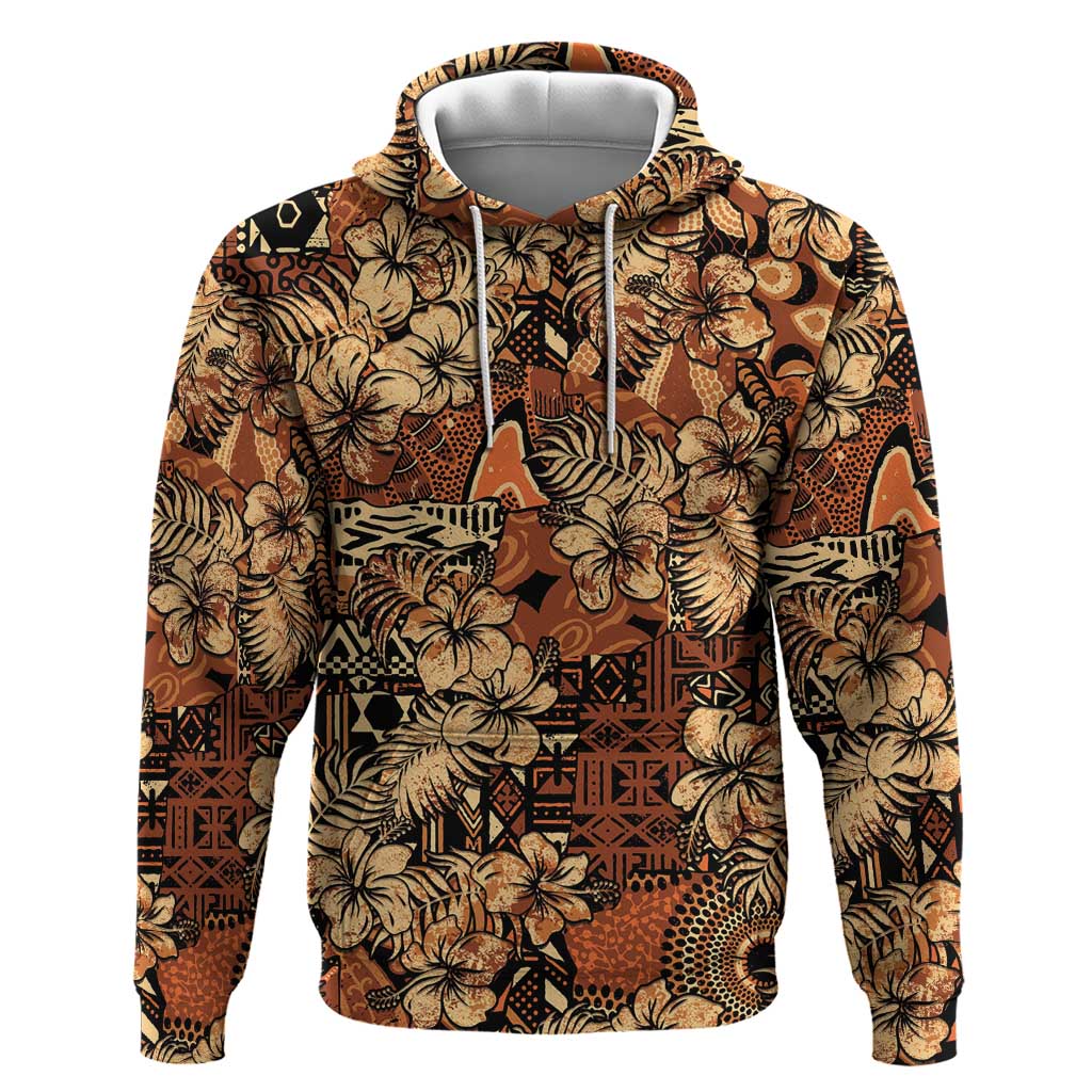 Hibiscus Mix African Pattern Zip Hoodie - Wonder Print Shop