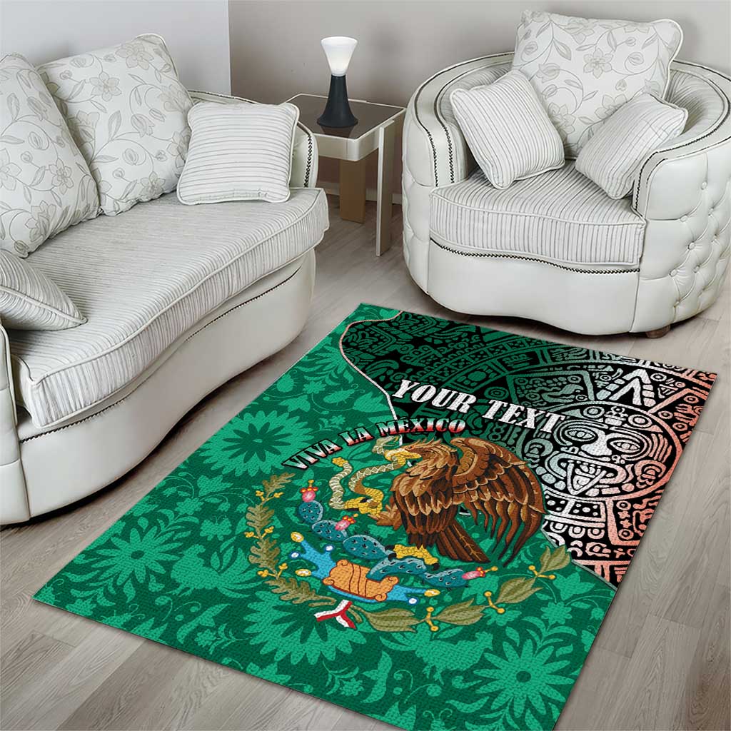 Personalised Viva La Mexico Area Rug Coat Of Arms Aztec Mix Otomi Patterns - Wonder Print Shop