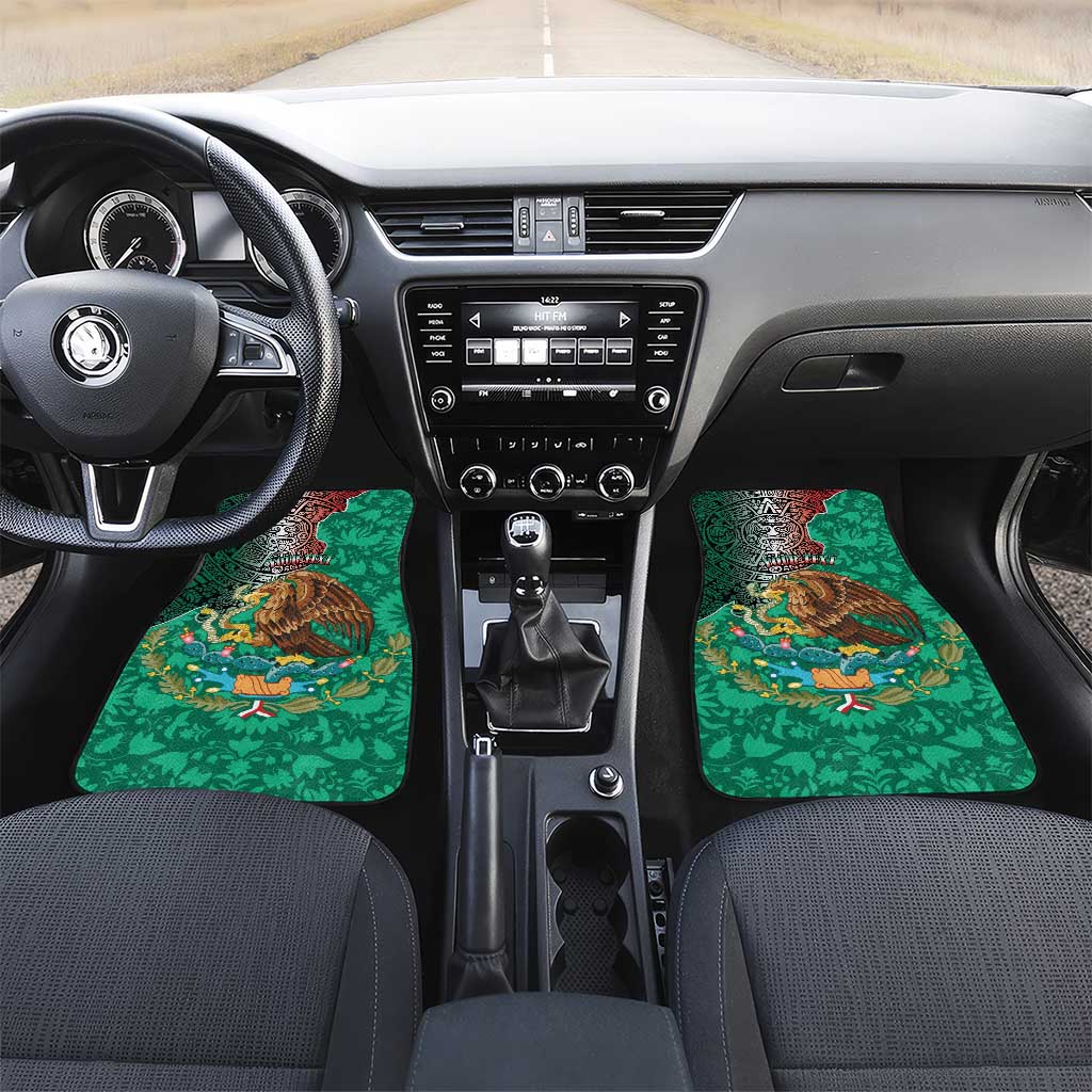 Personalised Viva La Mexico Car Mats Coat Of Arms Aztec Mix Otomi Patterns - Wonder Print Shop