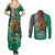 Personalised Viva La Mexico Couples Matching Summer Maxi Dress and Long Sleeve Button Shirt Coat Of Arms Aztec Mix Otomi Patterns - Wonder Print Shop
