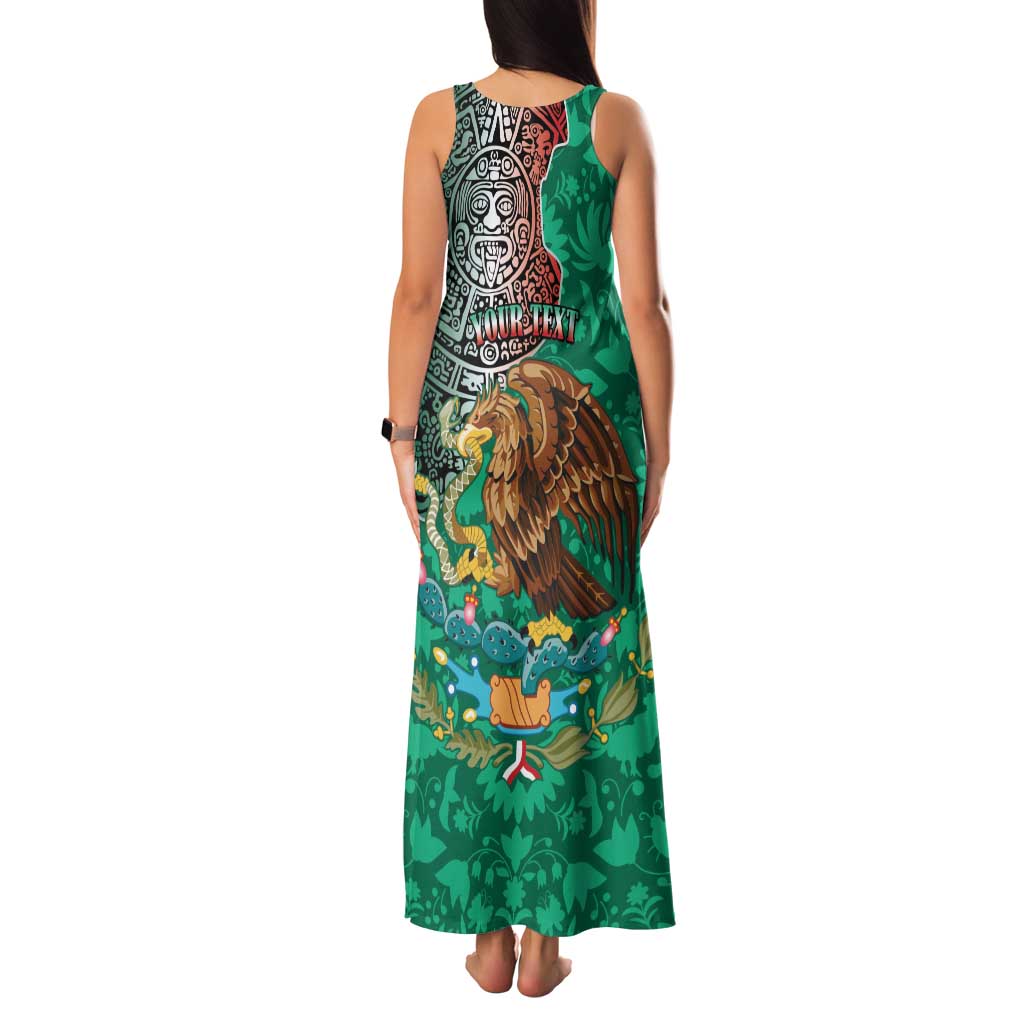 Personalised Viva La Mexico Family Matching Tank Maxi Dress and Hawaiian Shirt Coat Of Arms Aztec Mix Otomi Patterns - Wonder Print Shop