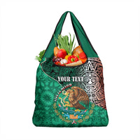 Personalised Viva La Mexico Grocery Bag Coat Of Arms Aztec Mix Otomi Patterns