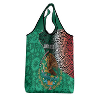 Personalised Viva La Mexico Grocery Bag Coat Of Arms Aztec Mix Otomi Patterns