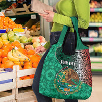Personalised Viva La Mexico Grocery Bag Coat Of Arms Aztec Mix Otomi Patterns