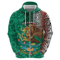 Personalised Viva La Mexico Hoodie Coat Of Arms Aztec Mix Otomi Patterns - Wonder Print Shop