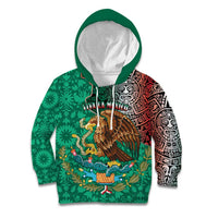Personalised Viva La Mexico Kid Hoodie Coat Of Arms Aztec Mix Otomi Patterns - Wonder Print Shop