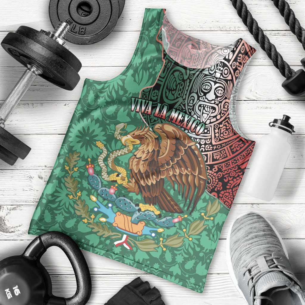 Personalised Viva La Mexico Men Tank Top Coat Of Arms Aztec Mix Otomi Patterns - Wonder Print Shop