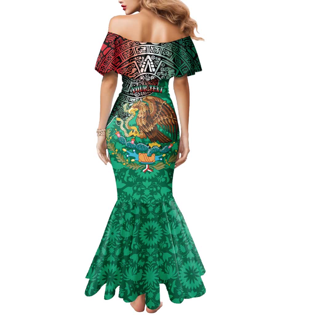 Personalised Viva La Mexico Mermaid Dress Coat Of Arms Aztec Mix Otomi Patterns - Wonder Print Shop