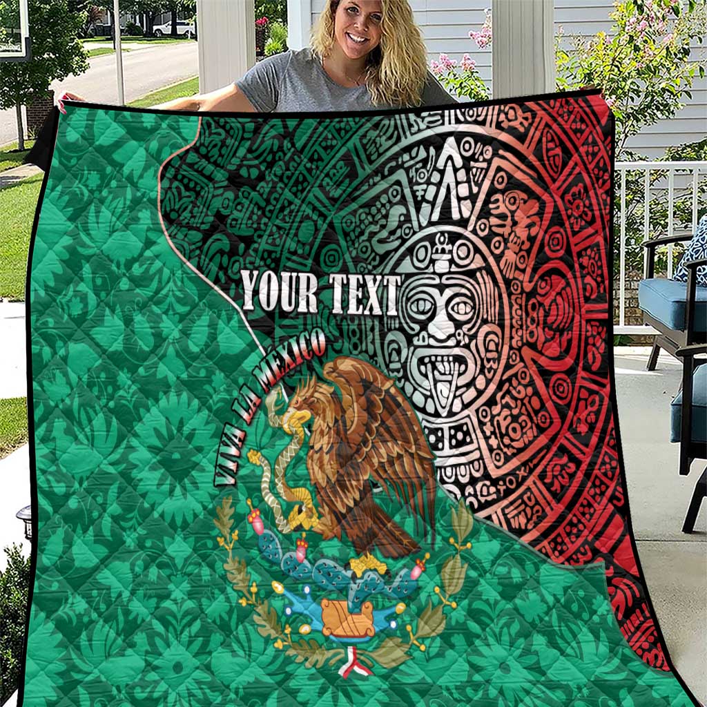 Personalised Viva La Mexico Quilt Coat Of Arms Aztec Mix Otomi Patterns - Wonder Print Shop