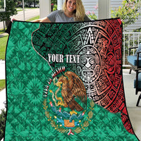 Personalised Viva La Mexico Quilt Coat Of Arms Aztec Mix Otomi Patterns - Wonder Print Shop