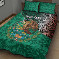 Personalised Viva La Mexico Quilt Bed Set Coat Of Arms Aztec Mix Otomi Patterns - Wonder Print Shop
