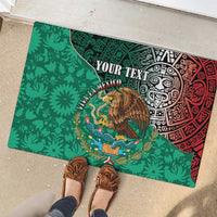Personalised Viva La Mexico Rubber Doormat Coat Of Arms Aztec Mix Otomi Patterns - Wonder Print Shop
