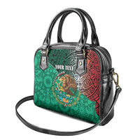 Personalised Viva La Mexico Shoulder Handbag Coat Of Arms Aztec Mix Otomi Patterns
