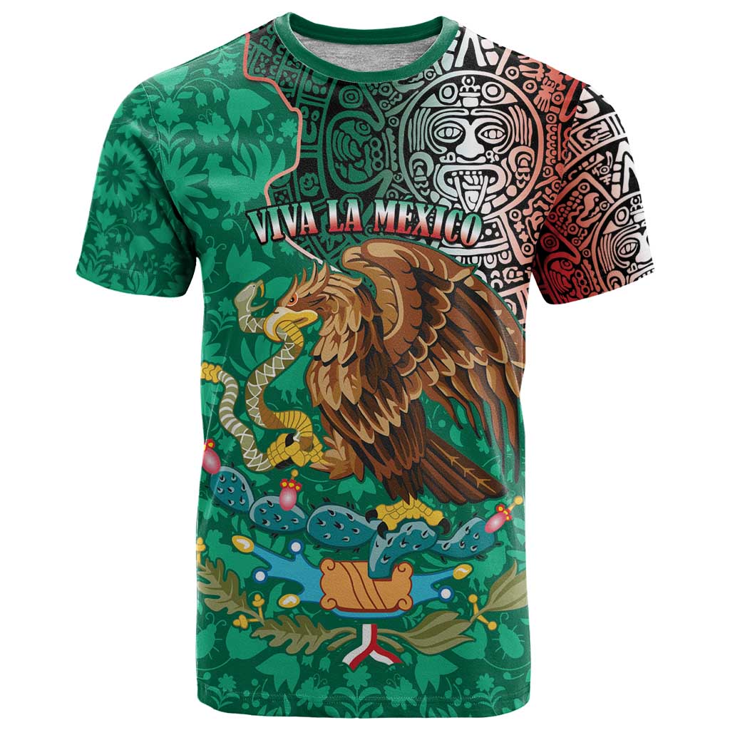 Personalised Viva La Mexico T Shirt Coat Of Arms Aztec Mix Otomi Patterns - Wonder Print Shop