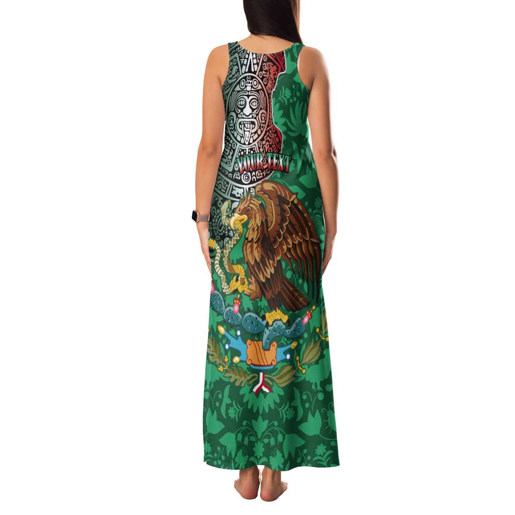 Personalised Viva La Mexico Tank Maxi Dress Coat Of Arms Aztec Mix Otomi Patterns - Wonder Print Shop