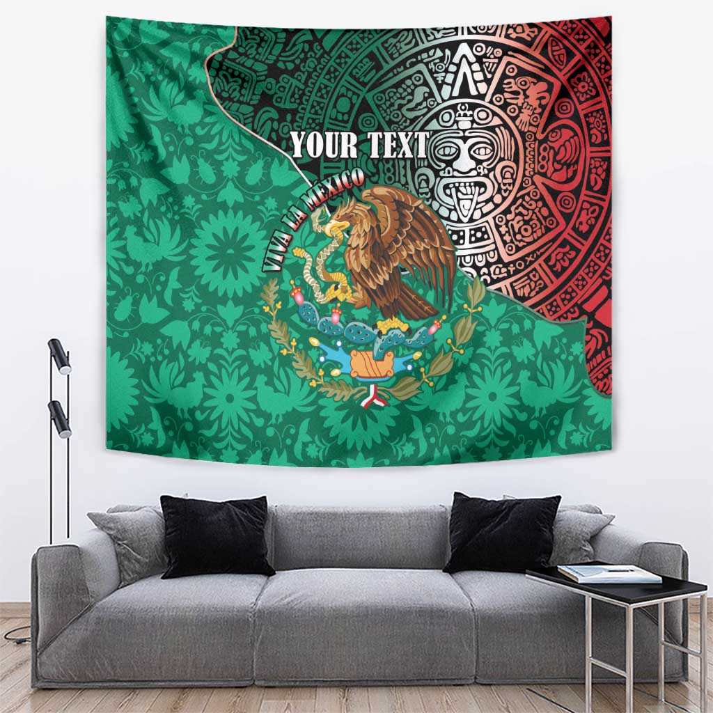 Personalised Viva La Mexico Tapestry Coat Of Arms Aztec Mix Otomi Patterns - Wonder Print Shop