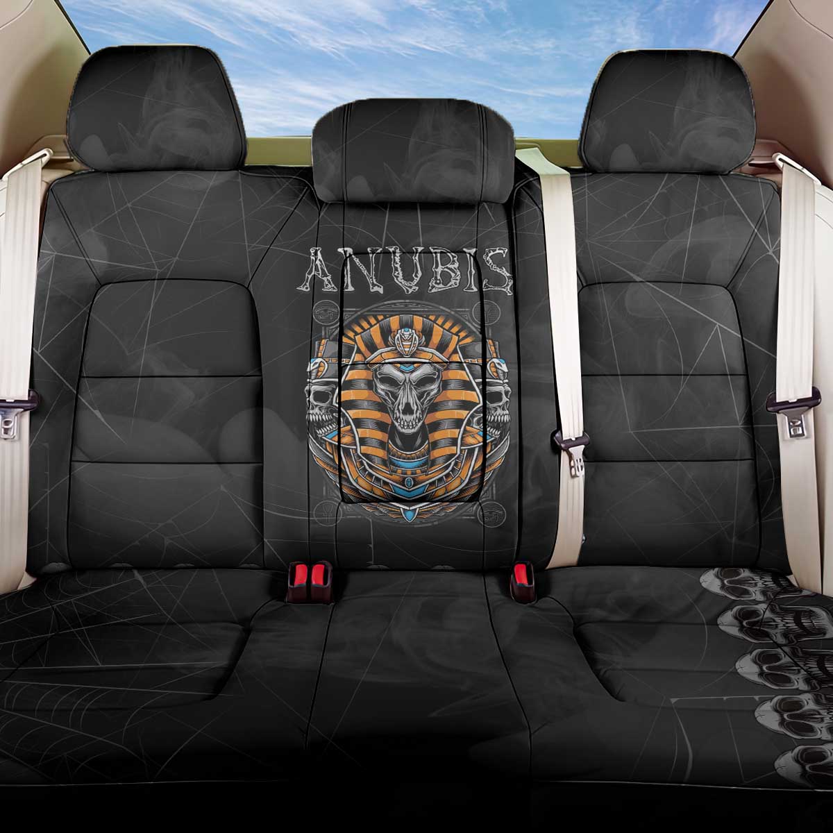 Halloween Egypt Back Car Seat Cover Skull Anubis - Wonder Print Shop