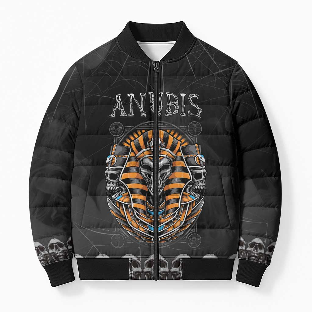 Personalized Halloween Egypt Bomber Puffer Jacket Skull Anubis - Wonder Print Shop