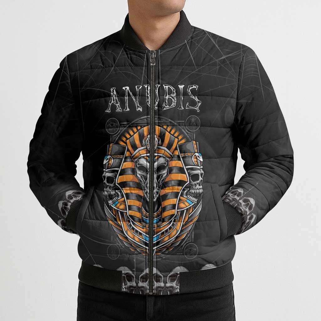 Personalized Halloween Egypt Bomber Puffer Jacket Skull Anubis - Wonder Print Shop