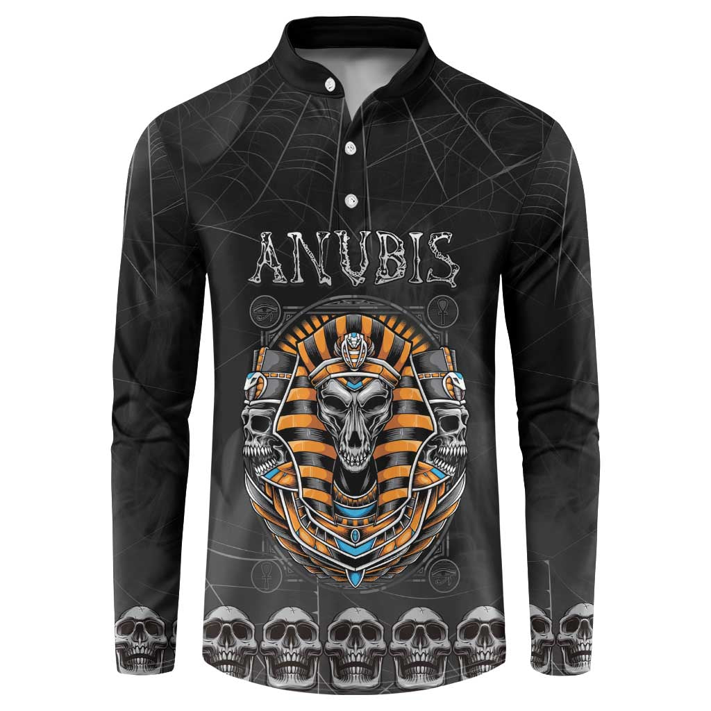 Personalized Halloween Egypt Button Sweatshirt Skull Anubis - Wonder Print Shop