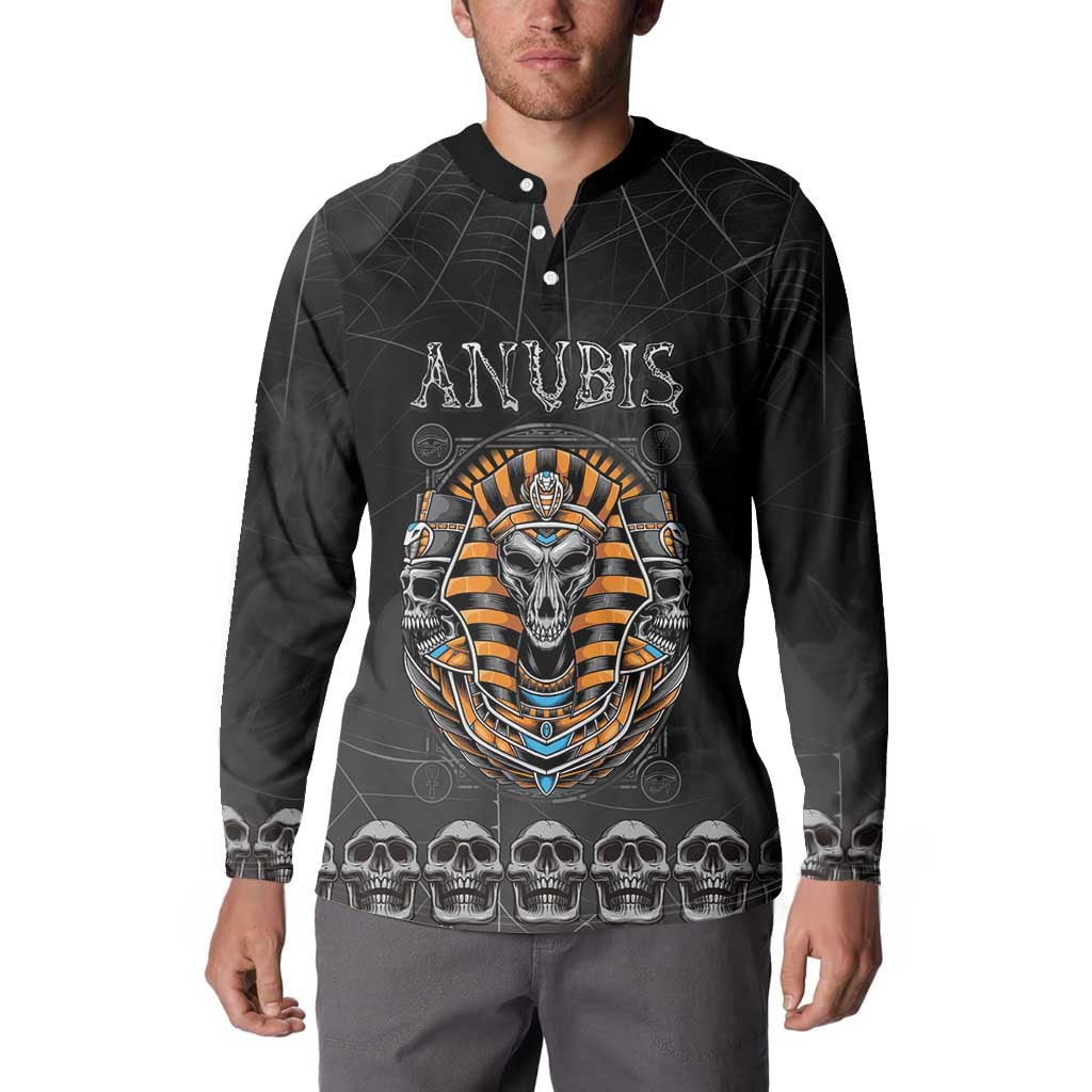 Personalized Halloween Egypt Button Sweatshirt Skull Anubis - Wonder Print Shop