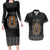 Personalized Halloween Egypt Couples Matching Long Sleeve Bodycon Dress and Hawaiian Shirt Skull Anubis - Wonder Print Shop
