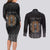 Personalized Halloween Egypt Couples Matching Long Sleeve Bodycon Dress and Long Sleeve Button Shirt Skull Anubis - Wonder Print Shop