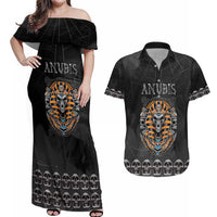 Personalized Halloween Egypt Couples Matching Off Shoulder Maxi Dress and Hawaiian Shirt Skull Anubis - Wonder Print Shop