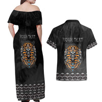Personalized Halloween Egypt Couples Matching Off Shoulder Maxi Dress and Hawaiian Shirt Skull Anubis - Wonder Print Shop