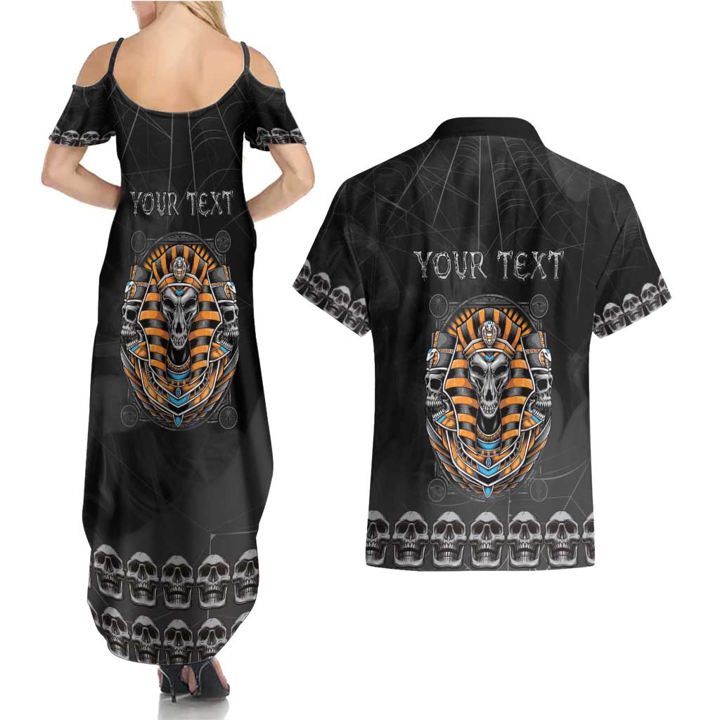 Personalized Halloween Egypt Couples Matching Summer Maxi Dress and Hawaiian Shirt Skull Anubis - Wonder Print Shop