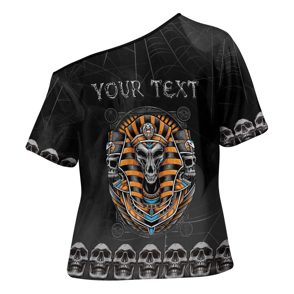 Personalized Halloween Egypt Cross Shoulder Shirt Skull Anubis - Wonder Print Shop