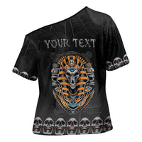 Personalized Halloween Egypt Cross Shoulder Shirt Skull Anubis - Wonder Print Shop