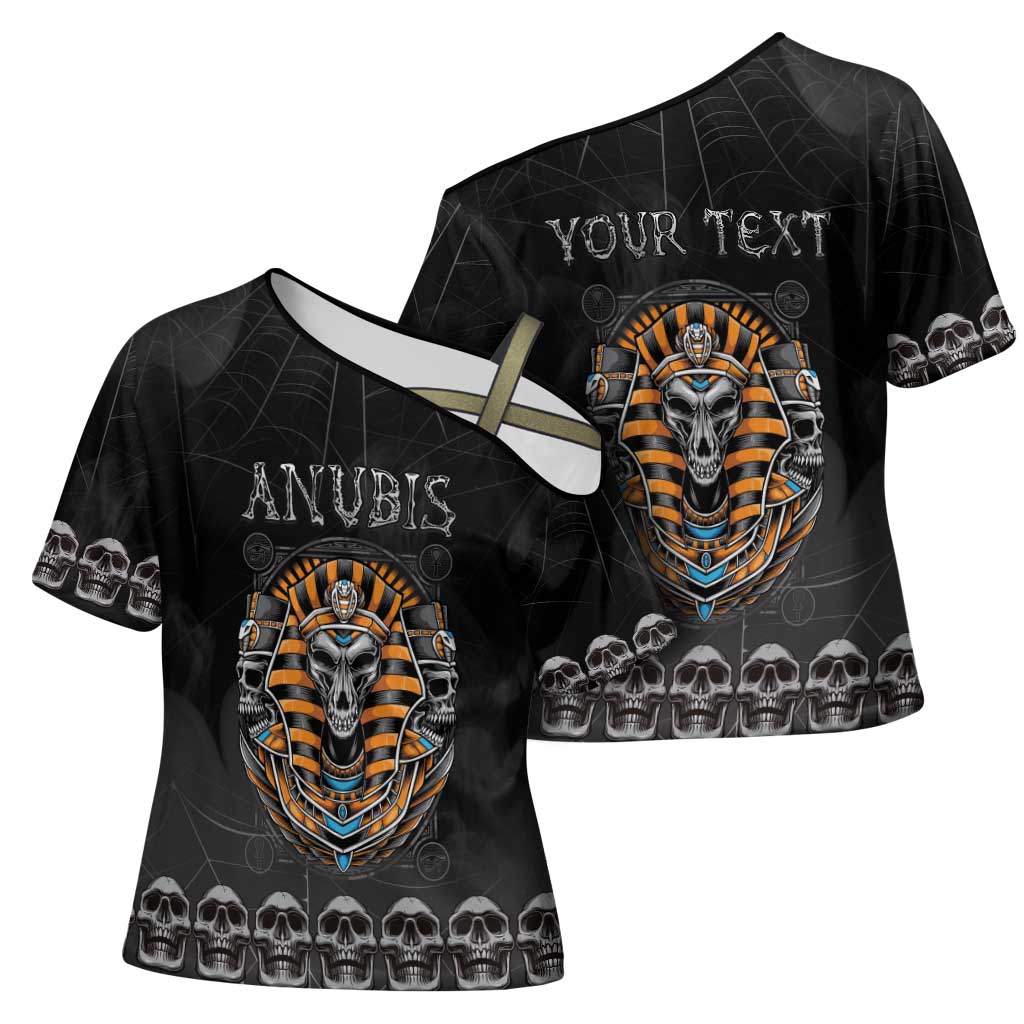 Personalized Halloween Egypt Cross Shoulder Shirt Skull Anubis - Wonder Print Shop