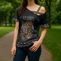 Personalized Halloween Egypt Cross Shoulder Shirt Skull Anubis - Wonder Print Shop