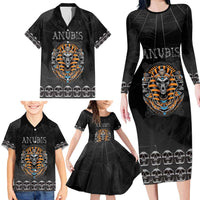 Personalized Halloween Egypt Family Matching Long Sleeve Bodycon Dress and Hawaiian Shirt Skull Anubis - Wonder Print Shop