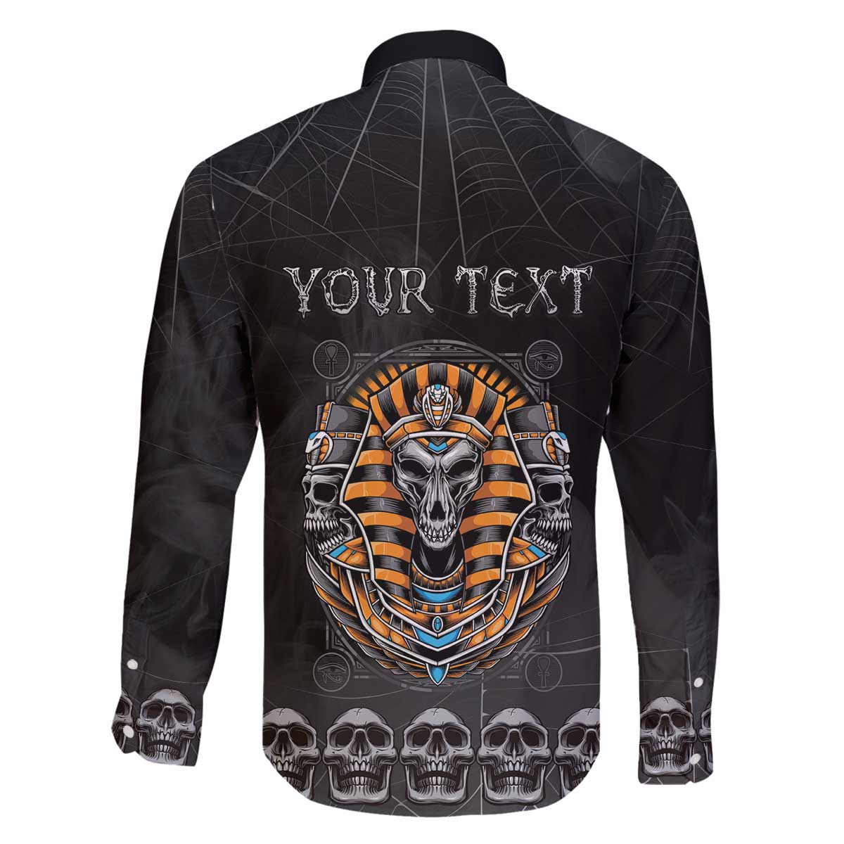 Personalized Halloween Egypt Family Matching Off The Shoulder Long Sleeve Dress and Hawaiian Shirt Skull Anubis - Wonder Print Shop