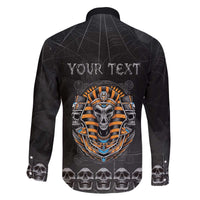 Personalized Halloween Egypt Family Matching Off The Shoulder Long Sleeve Dress and Hawaiian Shirt Skull Anubis - Wonder Print Shop