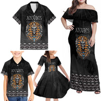 Personalized Halloween Egypt Family Matching Off Shoulder Maxi Dress and Hawaiian Shirt Skull Anubis - Wonder Print Shop