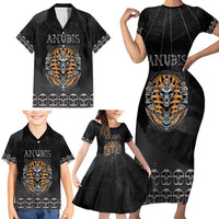 Personalized Halloween Egypt Family Matching Short Sleeve Bodycon Dress and Hawaiian Shirt Skull Anubis - Wonder Print Shop