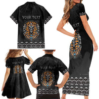 Personalized Halloween Egypt Family Matching Short Sleeve Bodycon Dress and Hawaiian Shirt Skull Anubis - Wonder Print Shop