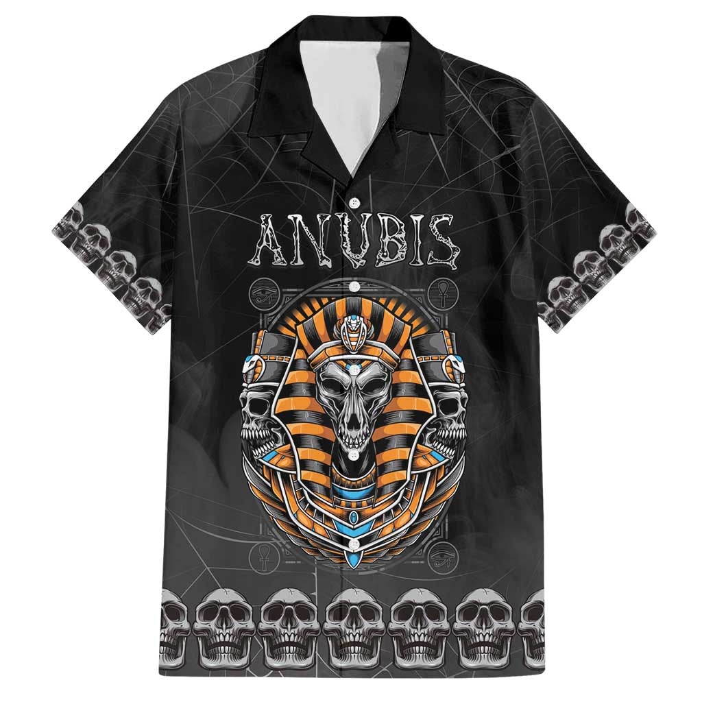 Personalized Halloween Egypt Family Matching Short Sleeve Bodycon Dress and Hawaiian Shirt Skull Anubis - Wonder Print Shop