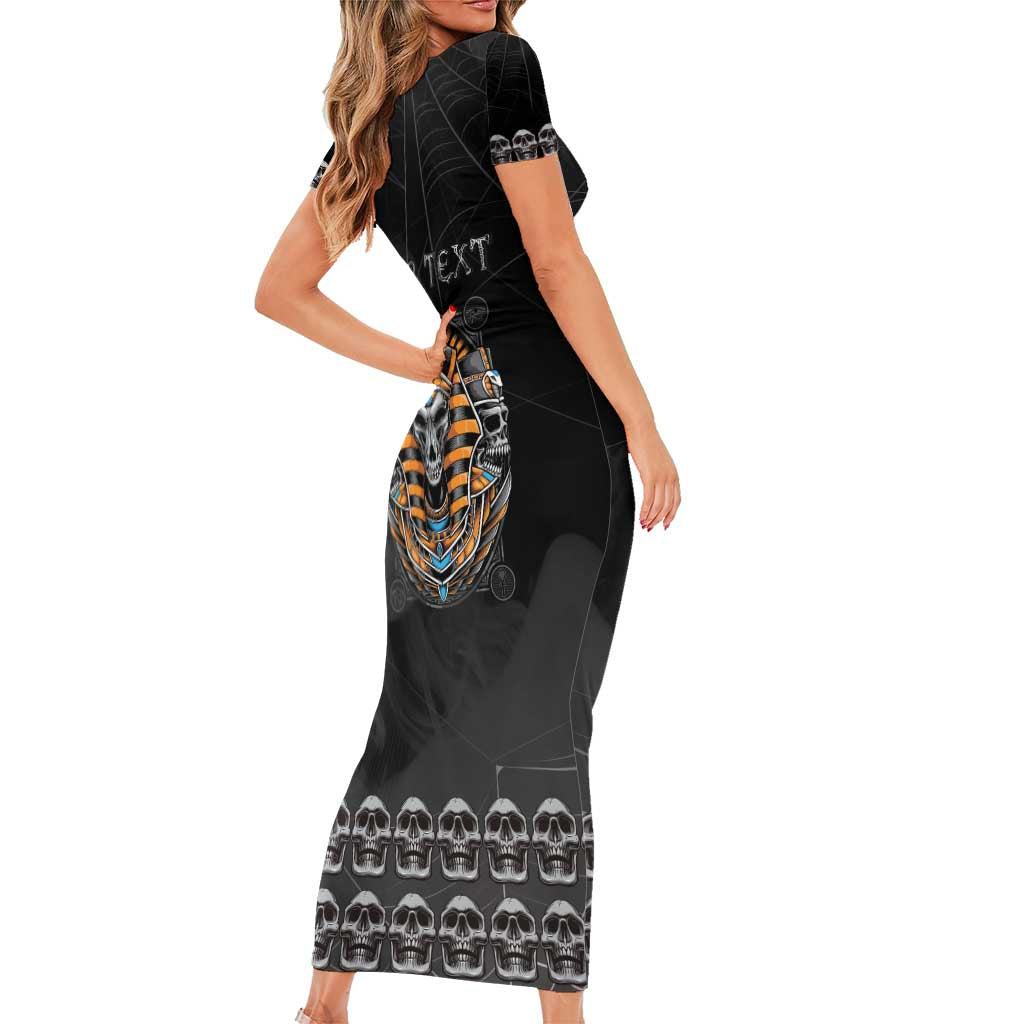 Personalized Halloween Egypt Family Matching Short Sleeve Bodycon Dress and Hawaiian Shirt Skull Anubis - Wonder Print Shop