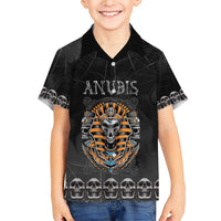 Personalized Halloween Egypt Family Matching Short Sleeve Bodycon Dress and Hawaiian Shirt Skull Anubis - Wonder Print Shop