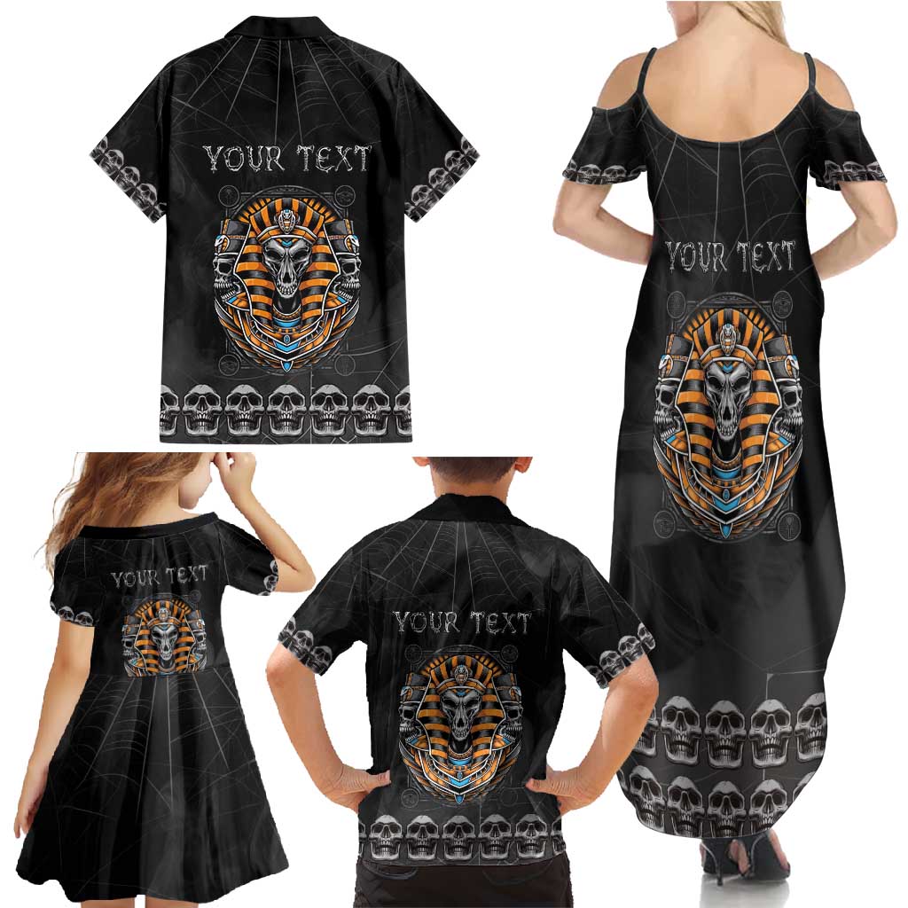 Personalized Halloween Egypt Family Matching Summer Maxi Dress and Hawaiian Shirt Skull Anubis - Wonder Print Shop
